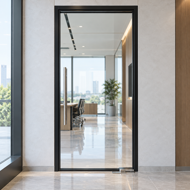 Cửa kính cường lực 1 cánh – Bản lề sàn