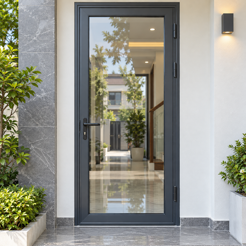 Minh họa cửa đi nhôm Xingfa mở quay khung nhôm kính