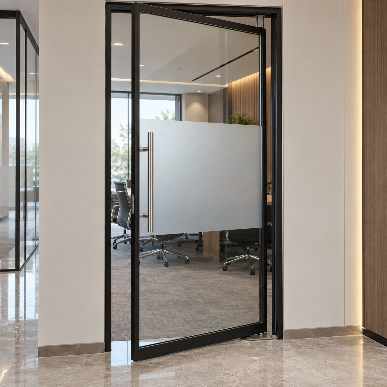 Chi tiết bản lề sàn và kẹp dưới cửa kính cường lực